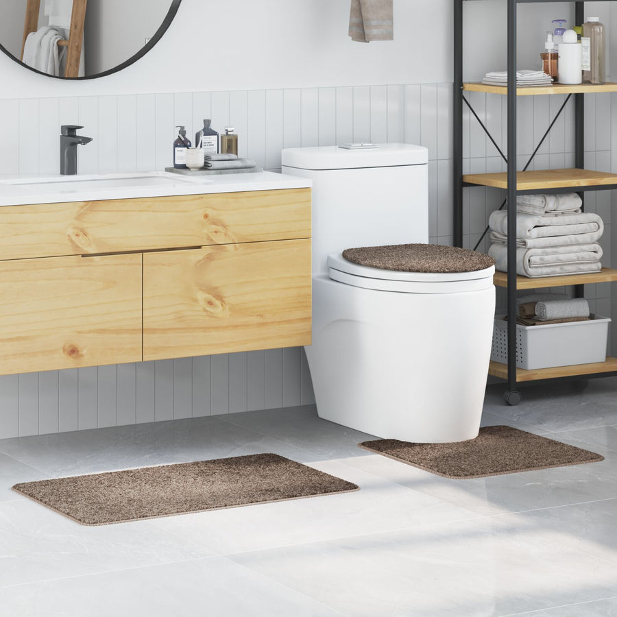 3-Delige Badmatset Polypropeen Antislip Bruin