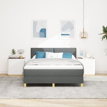 Boxspring Bed Met Matras Stof Donkergrijs 140 x 200 cm Knopen en tufted