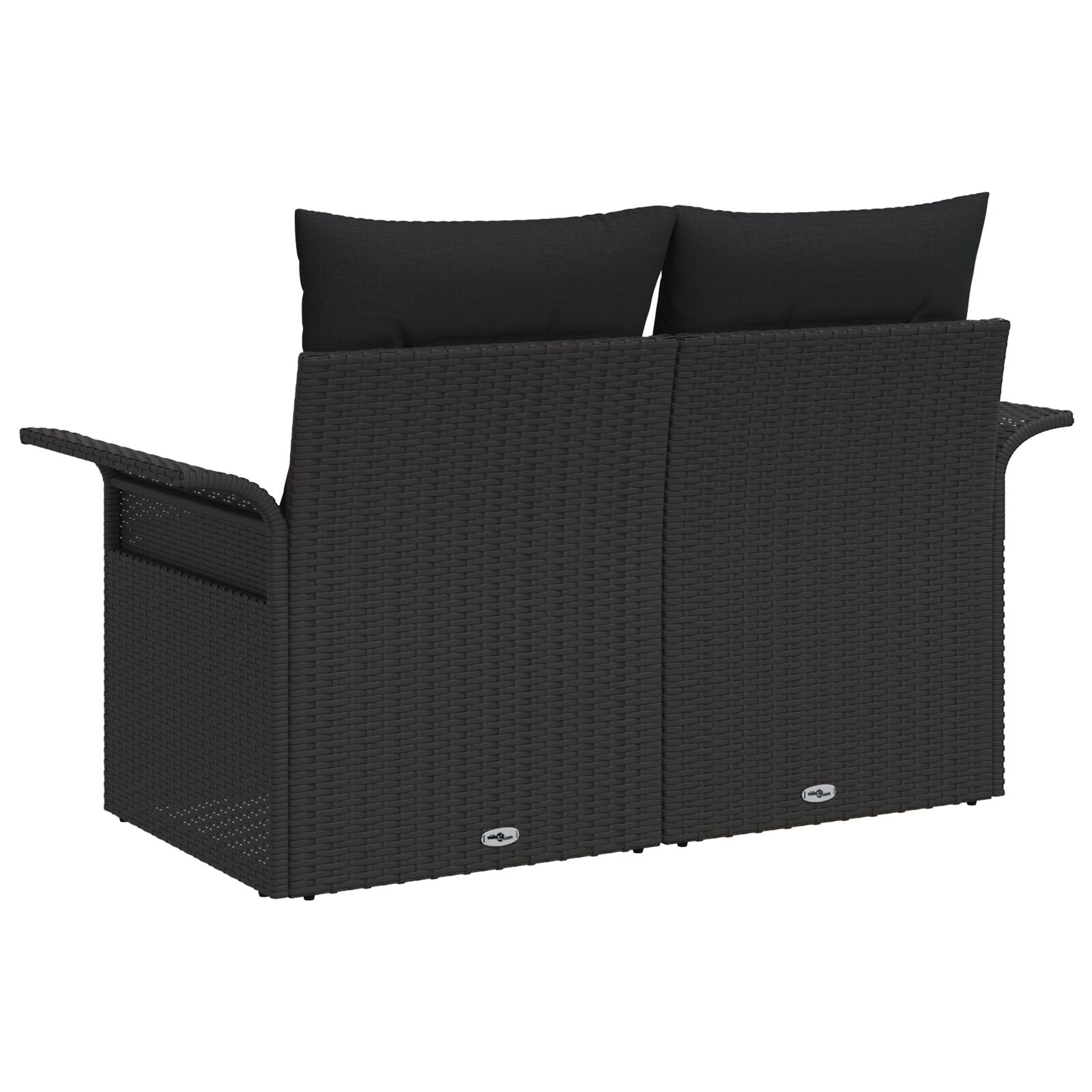 2-Zits Tuin Sofa Met Kussens Poly Rattan Zwart zonder opslag