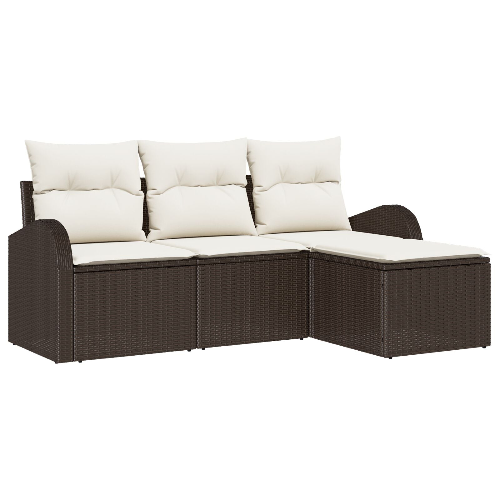 4 Delige Tuin Sofa Set Met Kussens Bruin Poly Rattan