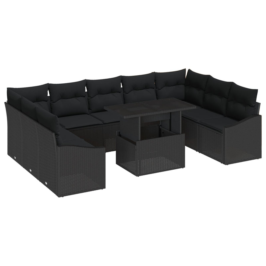 Tuin Sofa Set Set Van 10 Zwart Rattan Tuin Sofa Set Rechthoekig