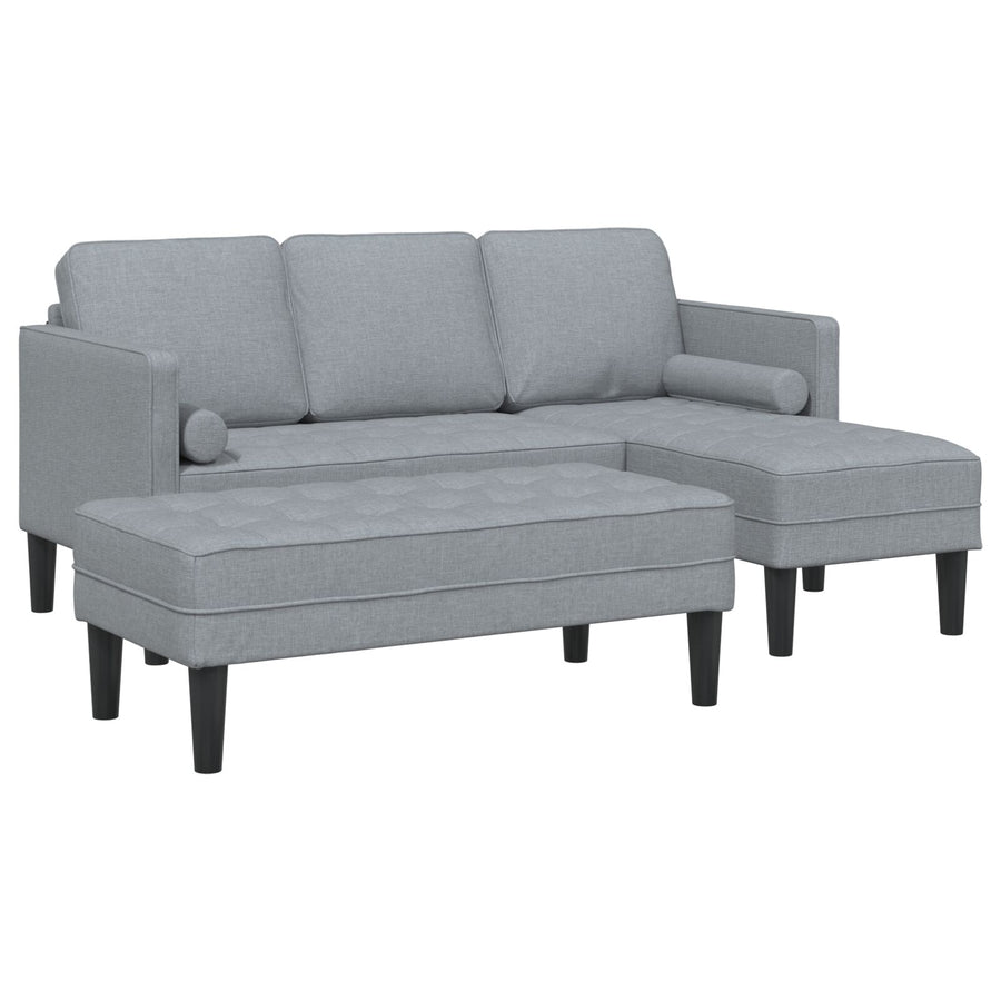 2 Delige Sofa Set Met Kussens Stof Licht grijs L-vormige sofa + bank