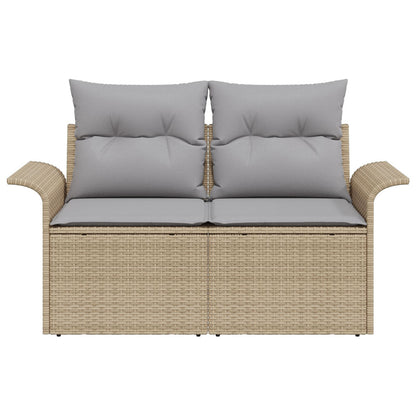 2-Zits Tuinsofa Met Kussens Poly Rattan Beige en grijs zonder opslag