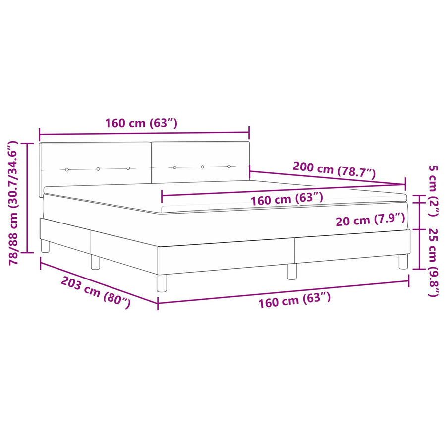 Boxspring Bed Met Matras Stof Lichtgrijs 160 x 200 cm Knopen tufted