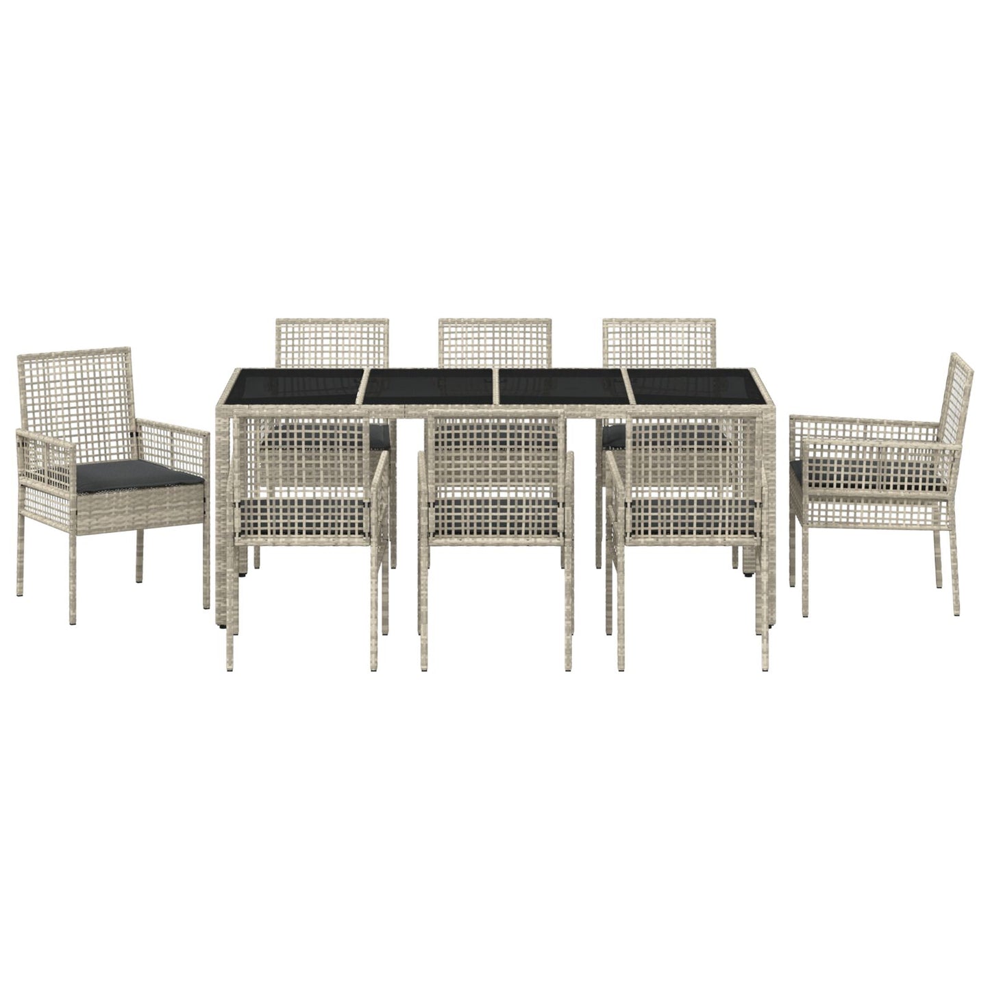 9-Delige Tuin Eetset Lichtgrijs Poly Rattan