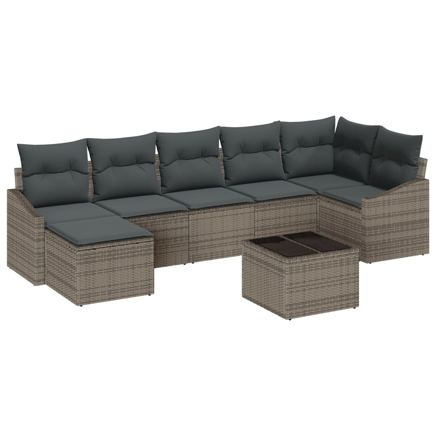 7-Delige Tuin Eetset Met Kussens Zwart Poly Rattan