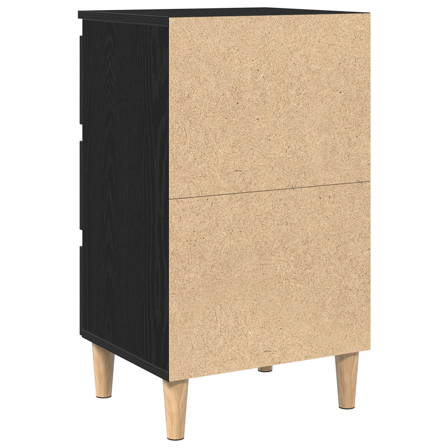 Nachtkastje Met Houten Poot 40X35X69 Cm Zwart eiken
