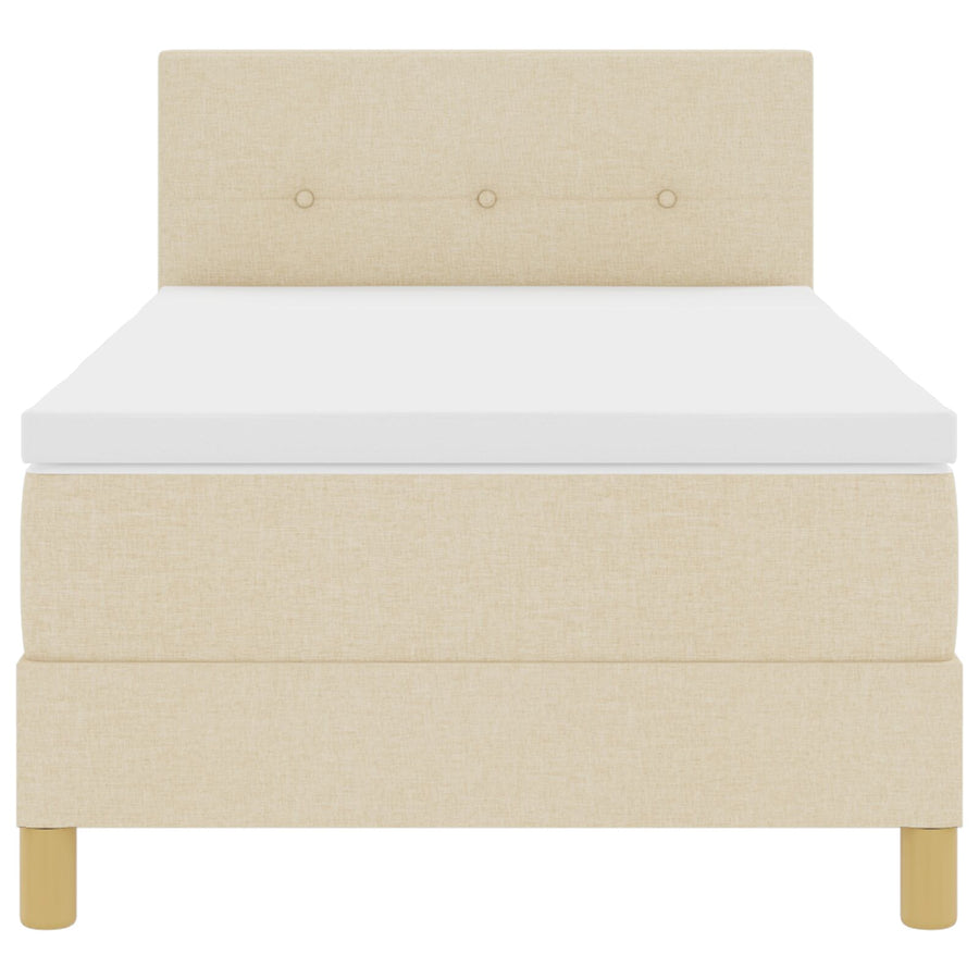 Boxspringbed Met Matras Stof Crème 100 x 200 cm Knopen-gestikt