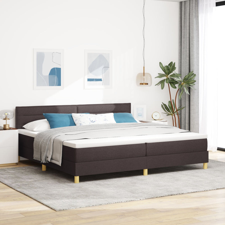 Boxspringbed Met Matras Stof Donkerbruin 200 x 200 cm Lijnenontwerp