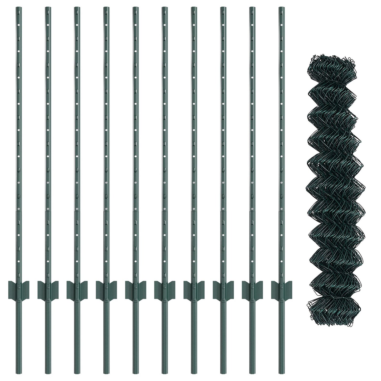 Kettinglink Hek Met 10 U Palen Groen 1X10 M Staal