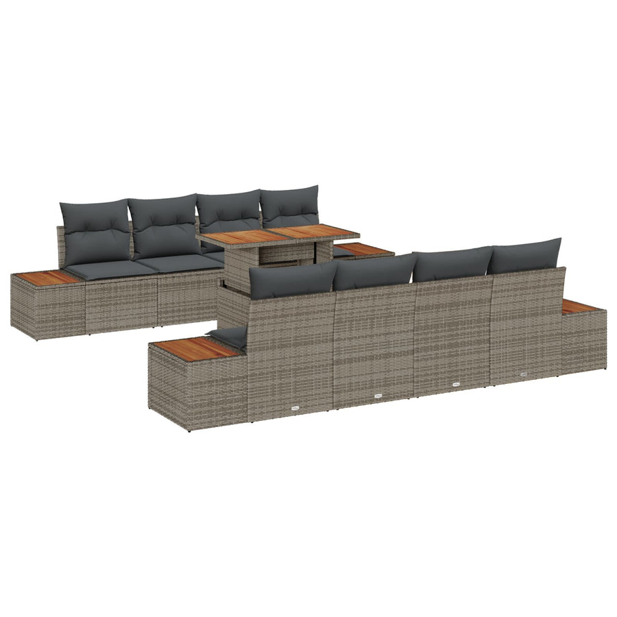 Tuin Sofa Set Set Van 9 Taupe Rattan 4-Delige Buiten Sofa