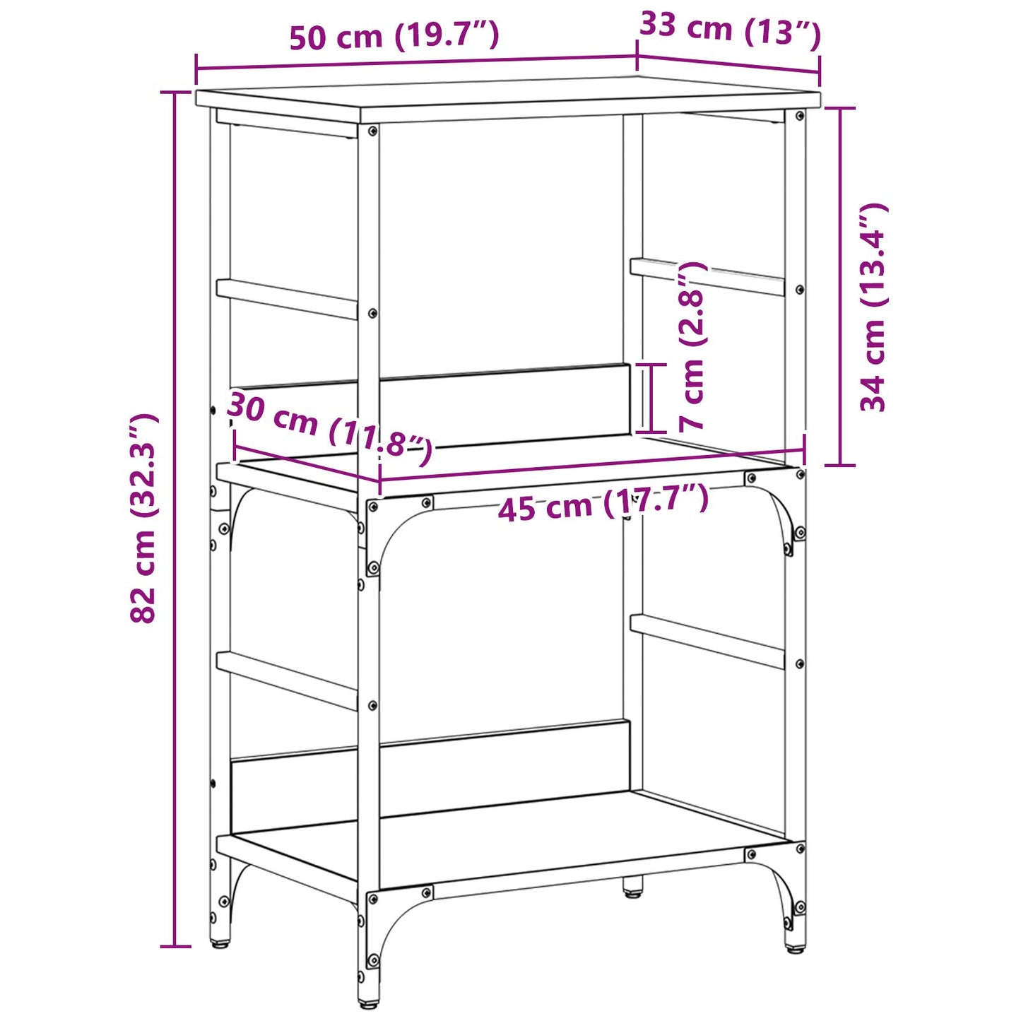 Boekenplank Zwart Eiken 50X33X82 Cm Geëngineerd Hout En Staal