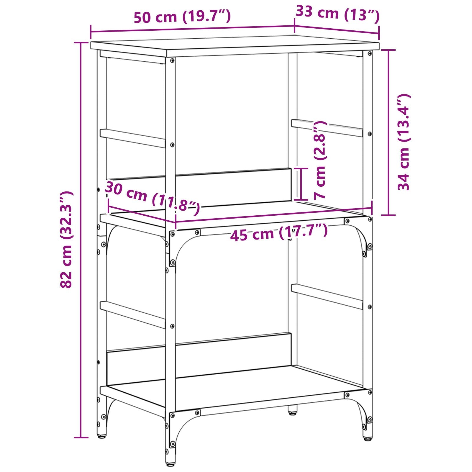 Boekenplank Zwart Eiken 50X33X82 Cm Geëngineerd Hout En Staal