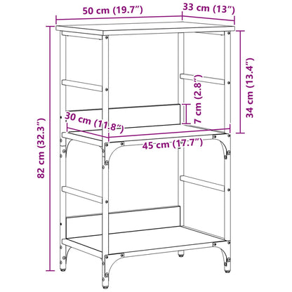 Boekenplank Zwart Eiken 50X33X82 Cm Geëngineerd Hout En Staal