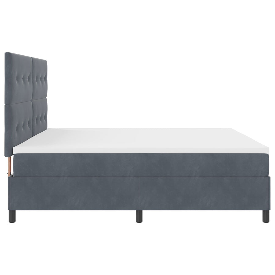 Boxspringbed Met Matras Donkergrijs 200X200 Cm Fluweel Blauw