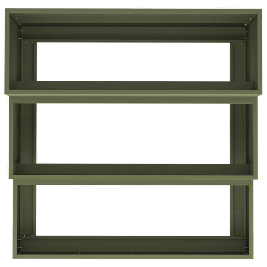Tuin Plantenbak 3-Laags Staal 90 x 90 x 35 cm Olijfgroen