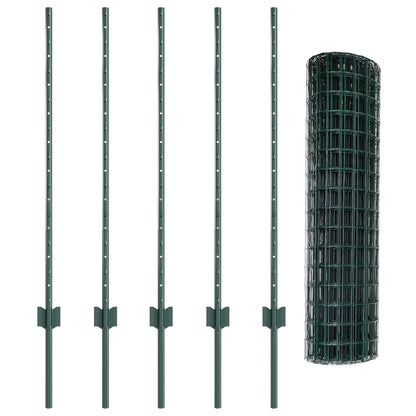 Euro Fence Met 5 U Palen Groen 1X10 M Staal