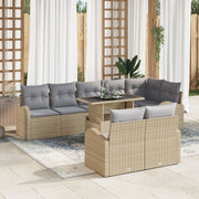 Tuinset poly rattan 9-delig beige grijs
