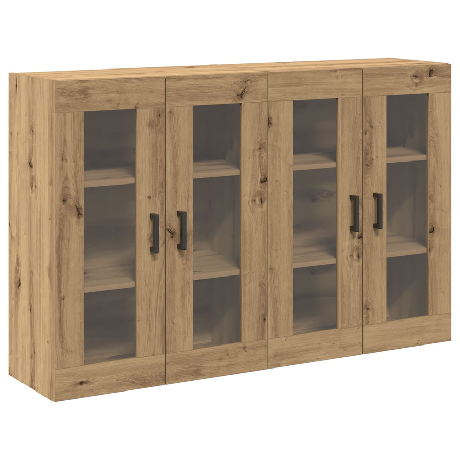 Wandkast Set Van 2 Artisan Eiken Bewerkt Hout 139 X 34 X 90 Cm