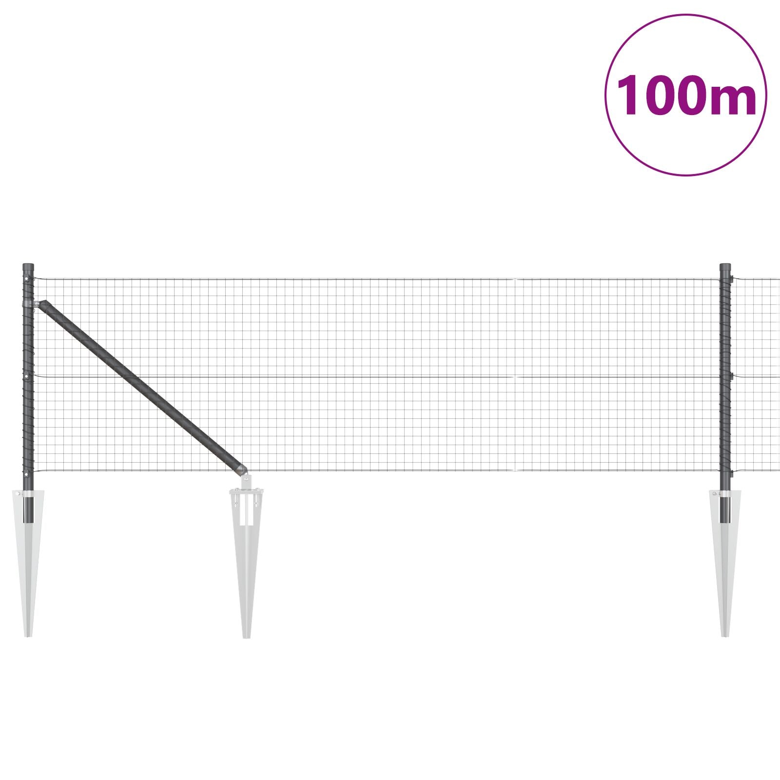 Gelaste Draad Omheining Met 13 Spike Staken Grijs 0.5X100 M Staal Gegalvaniseerd Staal