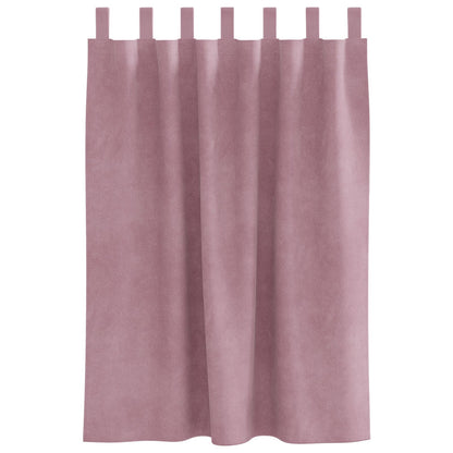 Blackout Gordijnen Met Hanglussen 2 Stuks Donker Roze Velvet Donkerroze 140 x 140 cm met ophanglussen