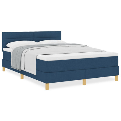 Boxspringbed Met Matras Stof Blauw 140 x 200 cm Lijnen ontwerp