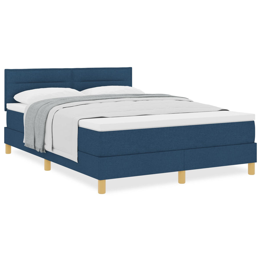 Boxspringbed Met Matras Stof Blauw 140 x 200 cm Lijnen ontwerp