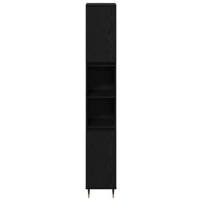Badkamerkast 30X30X190 Cm Geengineerd Hout Zwart eiken