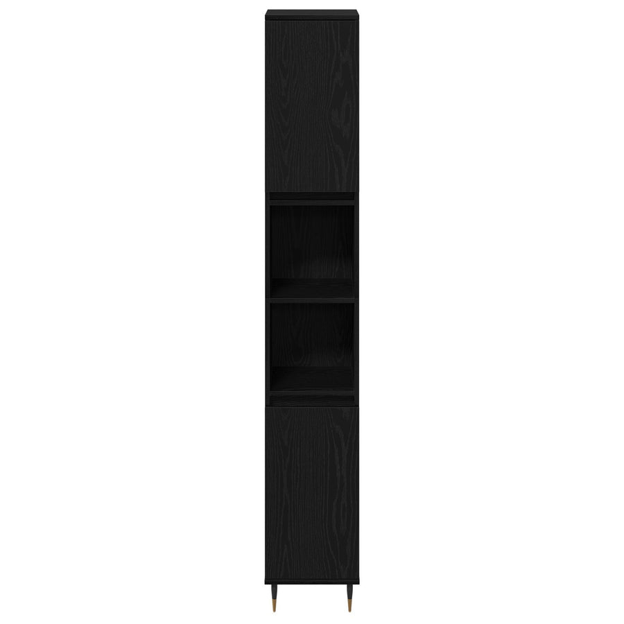 Badkamerkast 30X30X190 Cm Geengineerd Hout Zwart eiken