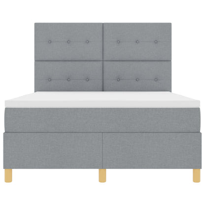 Boxspringbed Met Matras Lichtgrijs 160X200 Cm Stof Blauw