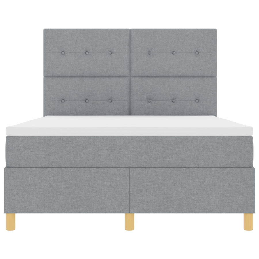 Boxspringbed Met Matras Lichtgrijs 160X200 Cm Stof Blauw