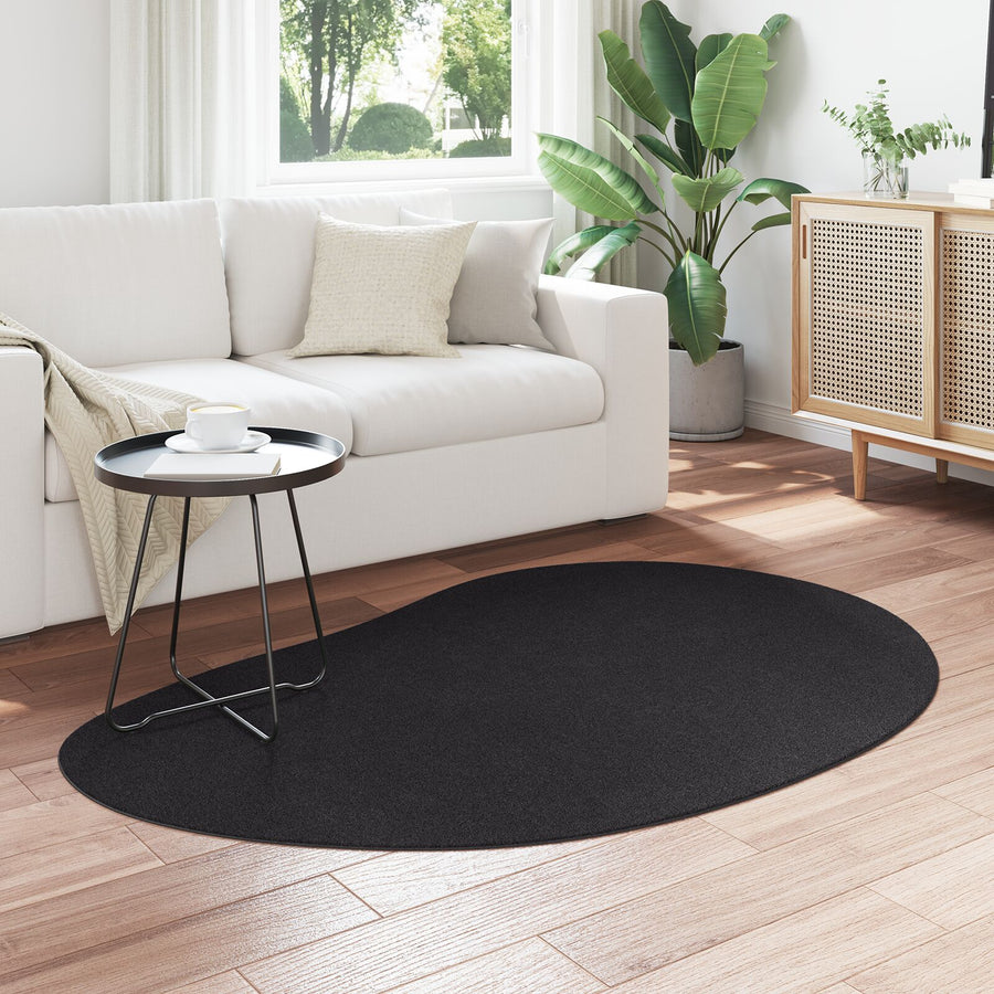 Vloerkleed Polyester Antislip Zwart 120 x 170 cm Oval-Raindrop