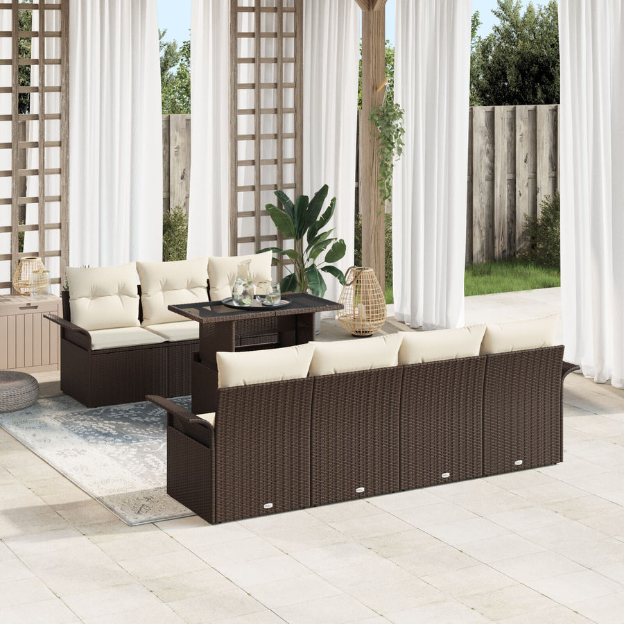 8-Delig Tuin Sofa Set Met Kussens Bruine Poly Rattan