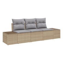 3-Delige Tuin Sofa Set Met Kussens Beige Poly Rattan