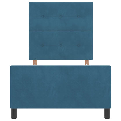 Bed Frame Donkerblauw 90X200 Cm Fluweel Crème