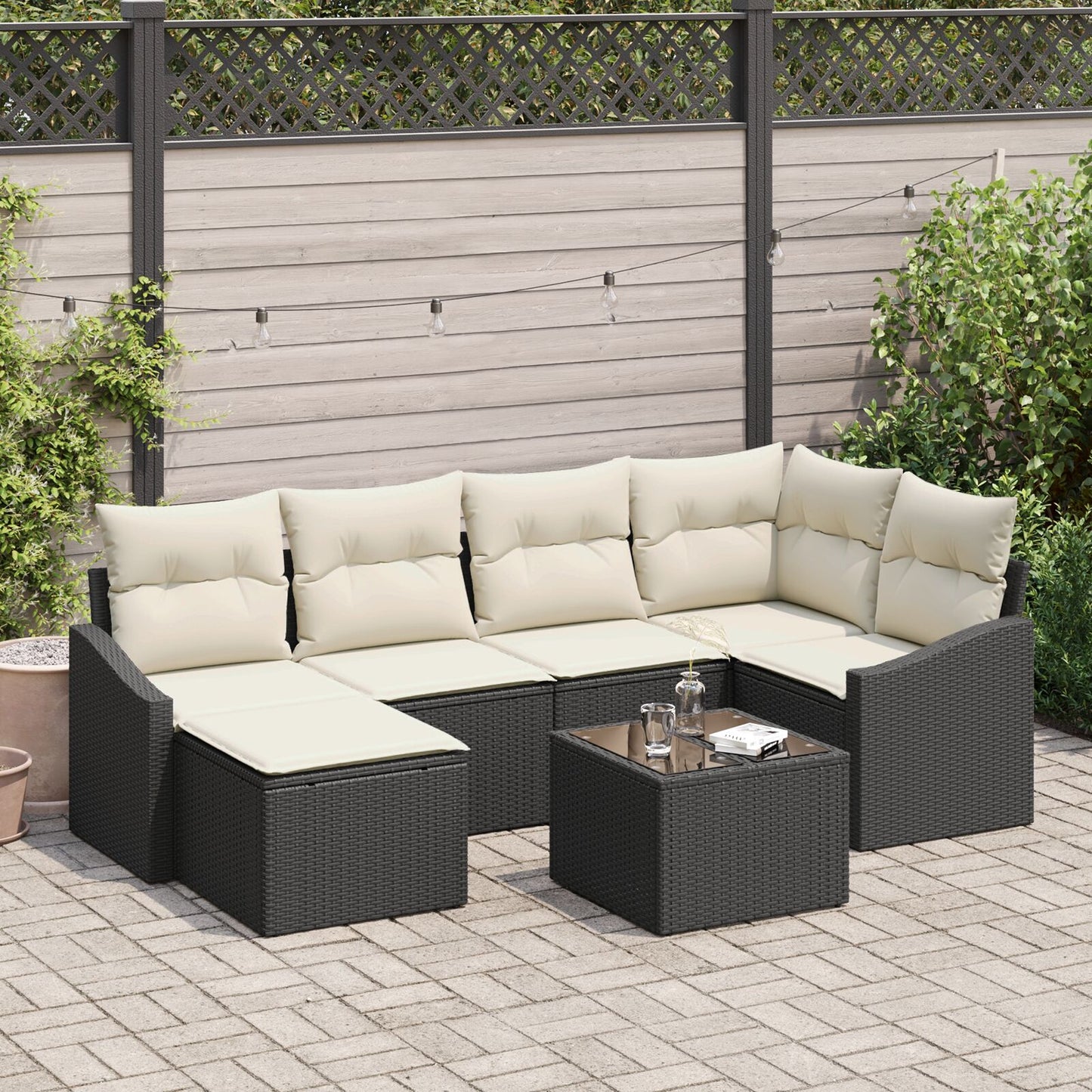 6-Delige Tuin Sofa Set Met Kussens Bruin Poly Rattan