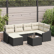 Loungeset poly rattan 7-delig bruin 6-zits