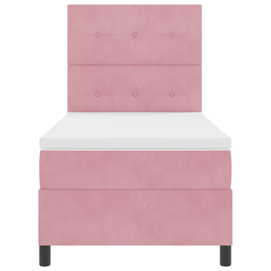 Boxspringbed Met Matras Roze 100X200 Cm Fluweel Blauw