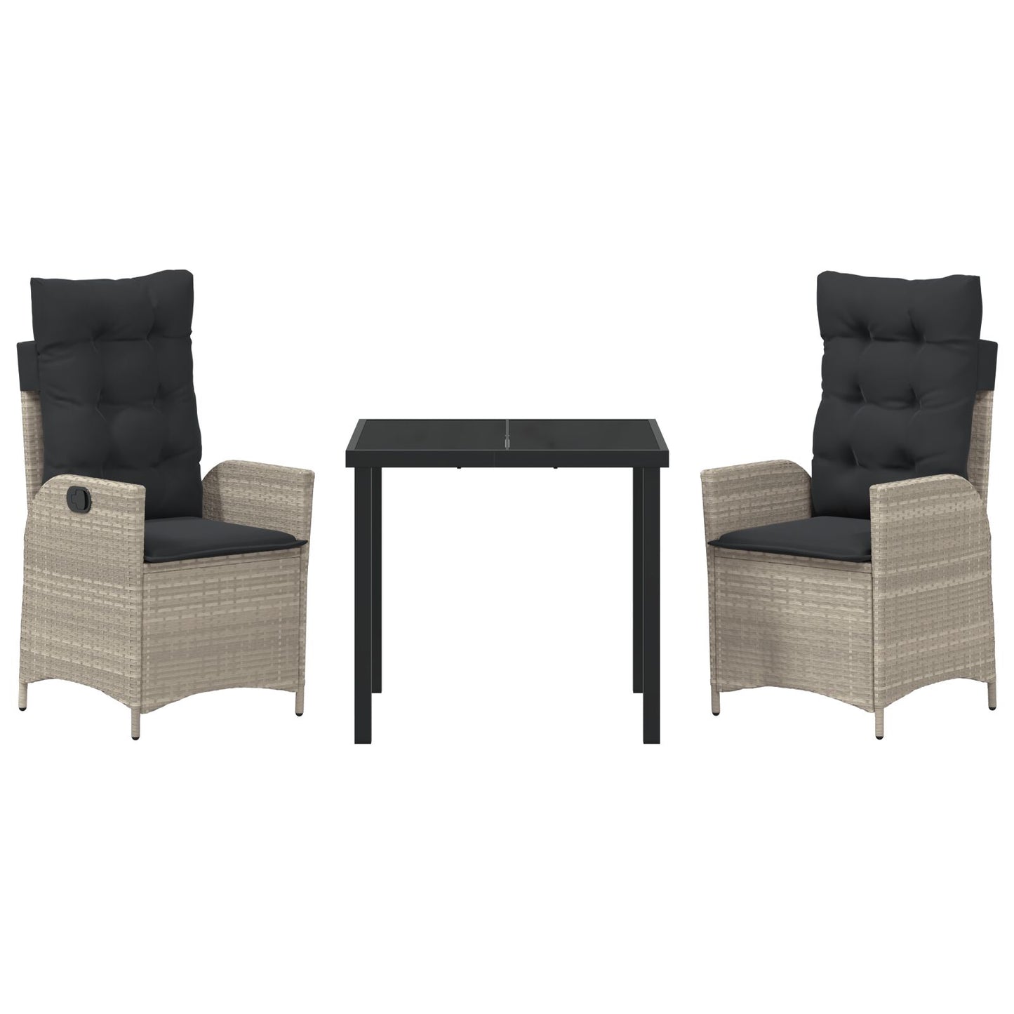 Set Van 2 Lichtgrijs, Anthraciet Pe Rattan, Poedergecoat Staal