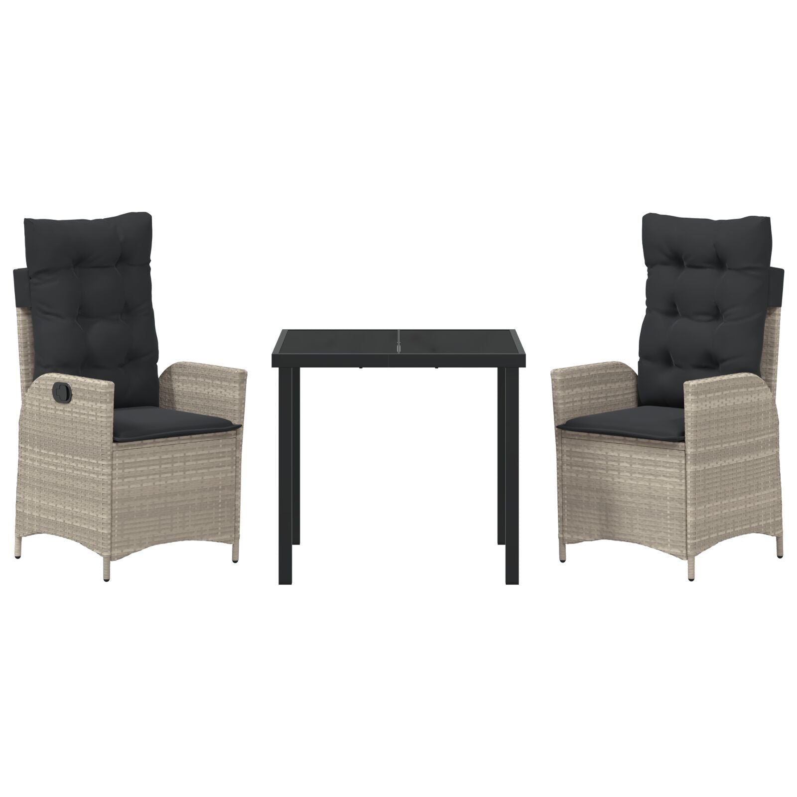 Set Van 2 Lichtgrijs, Anthraciet Pe Rattan, Poedergecoat Staal