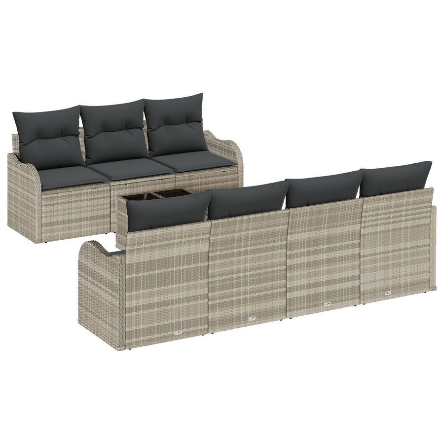 8-delige tuin sofa set met kussens lichtgrijs poly rattan, vidaXL 2-zits tuin sofa met kussens lichtgrijs poly rattan