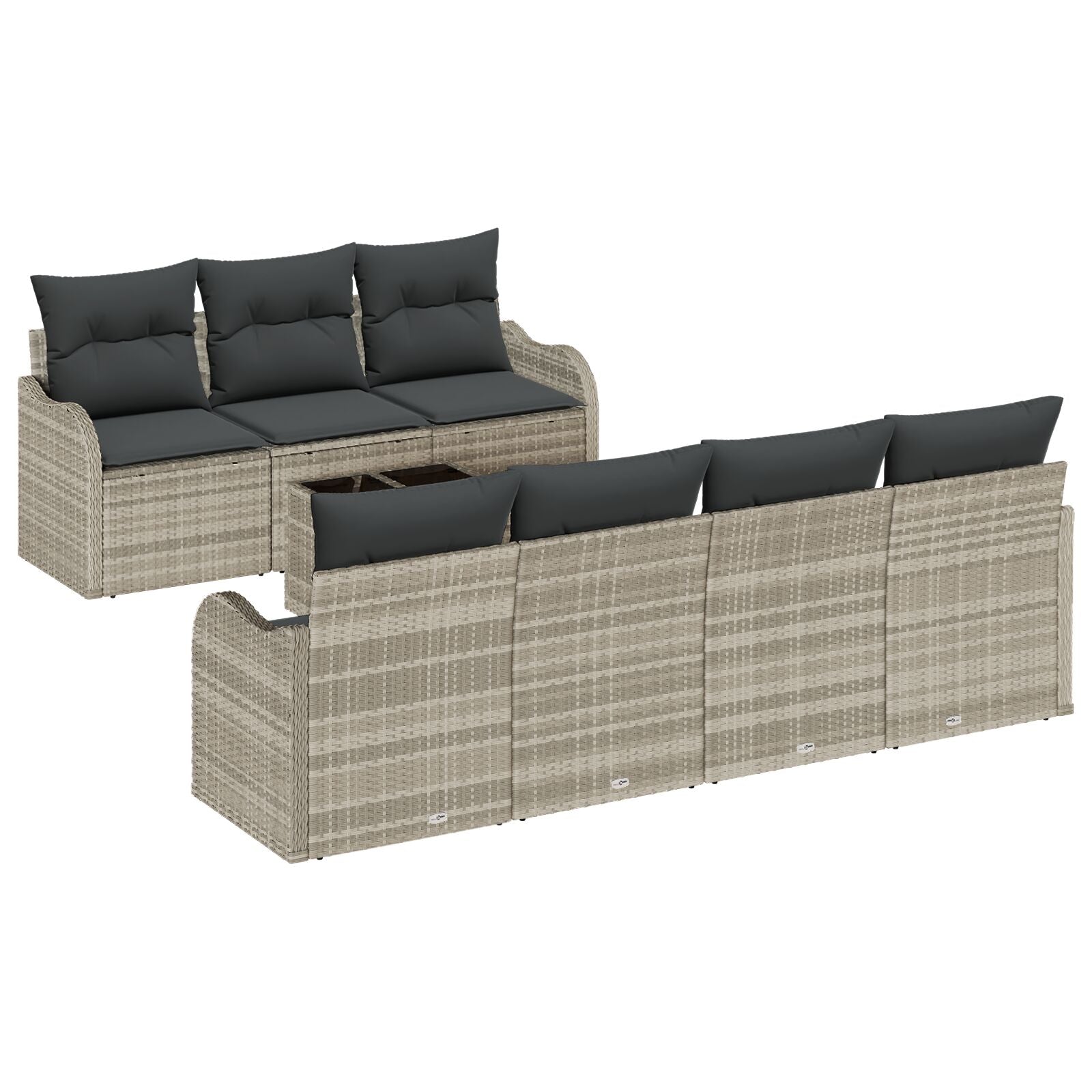 8-delige tuin sofa set met kussens lichtgrijs poly rattan, vidaXL 2-zits tuin sofa met kussens lichtgrijs poly rattan