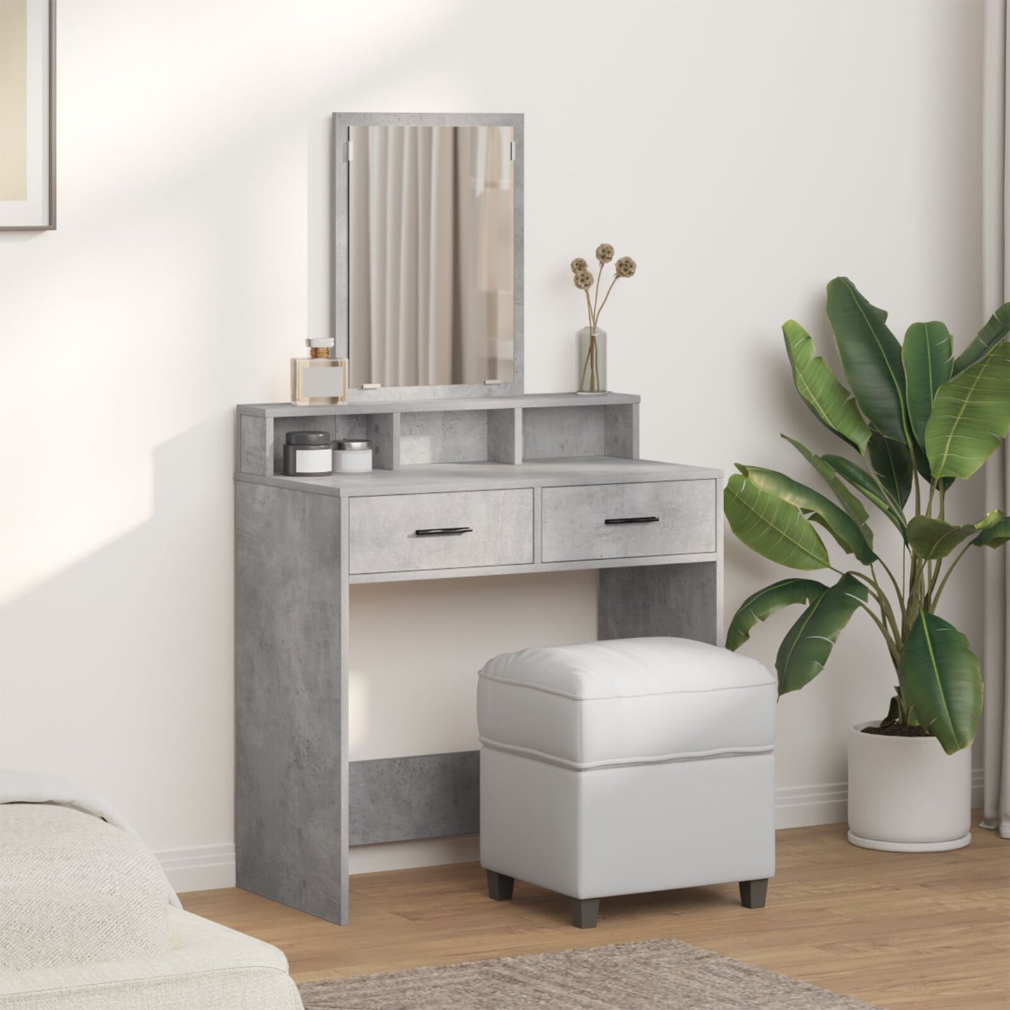 Kaptafel Met Lades 79 x 41 x 140 cm Beton grijs