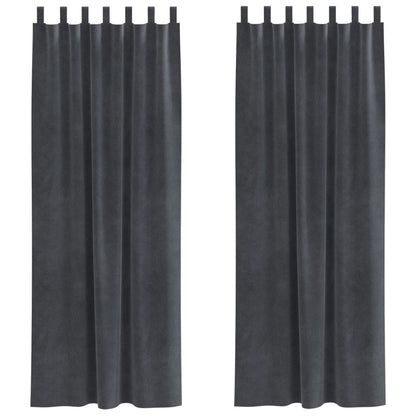 Zwarte Gordijnen 2 Stuks Lichtgrijze Fluwelen Lichtgrijs 140 x 260 cm met hanglussen