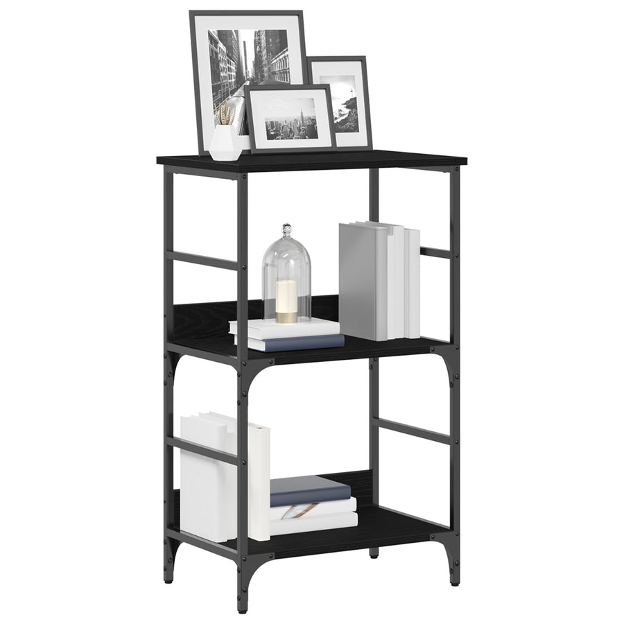 Boekenplank Zwart Eiken 50X33X82 Cm Geëngineerd Hout En Staal
