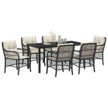 7-Delig Tuin Eetset Met Kussens Zwart Poly Rattan