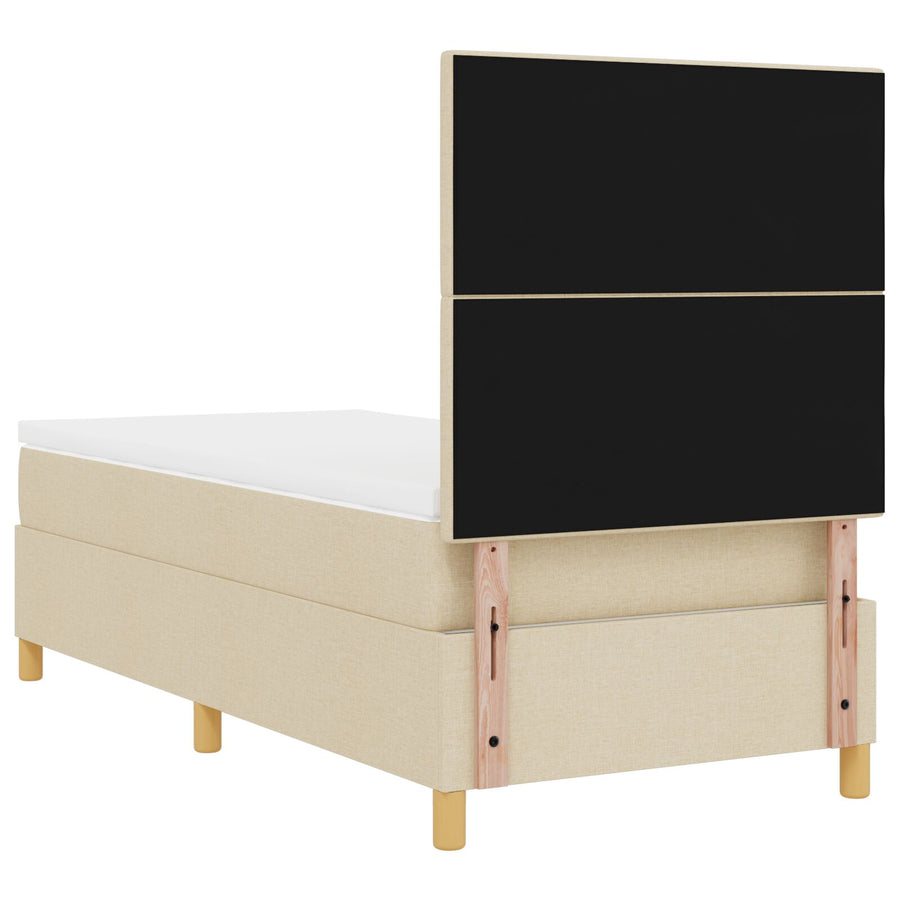 Boxspringbed Met Matras Crème Eenpersoons Stof Blauw