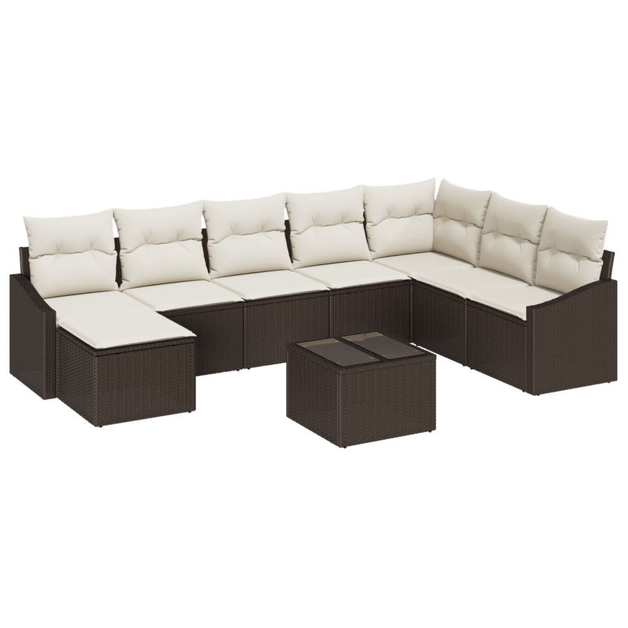 8-Delige Tuinsofa Set Met Kussens Grijs Poly Rattan