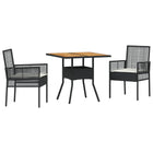 Garden dining set 3 pcs Black poly rattan