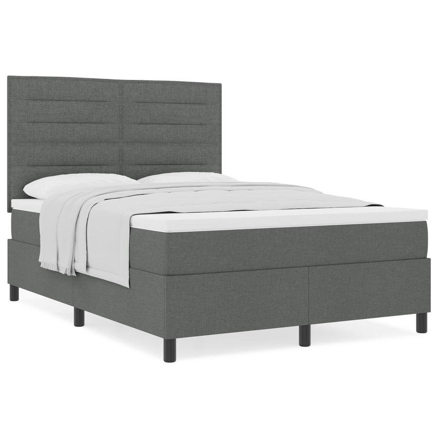 Boxspring Bed Met Matras Stof Donkergrijs 160 x 200 cm Lijnontwerp